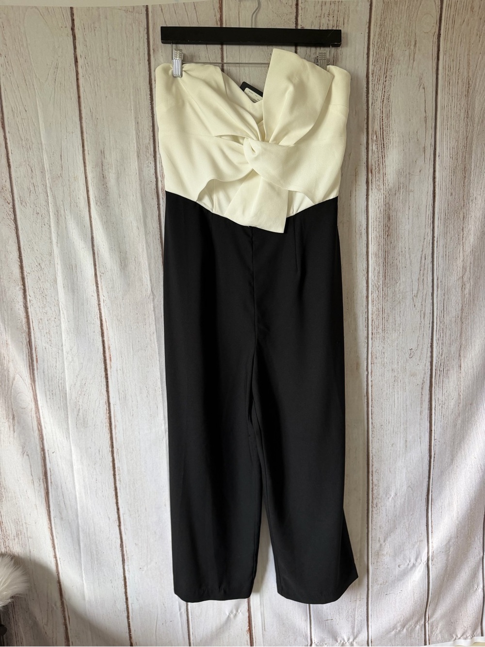 Silver Icing Take a Bow Strapless Jumpsuit Size 8 NWT Black White Colorblock